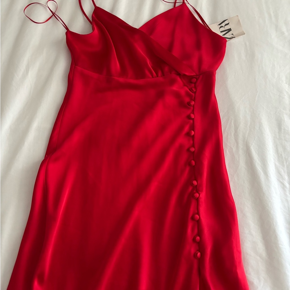 Elegant Red Satin Dress